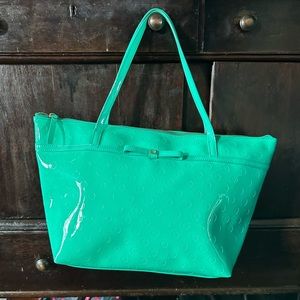 Kate Spade Sea Foam Green Polka Dot Embossed Tote Bag